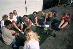Lenka, Fi, Bridget, Charlie, Erin, Bon, Anna, Mike, Michelle, on The Hayes St roof