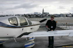 T�ti filling up our ride, TF-MAX, a Socata TB-200