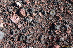 base rock and the new lava?  (black and red?)  Lower Slope of Eldfell