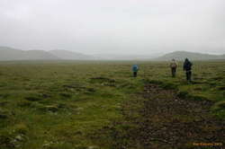 Walking across the moor in some blowing mist