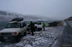 Unloading the cars in Hvalfjörður