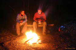 Tanja and Karl enjoy a good campfire in Fljótsdalur