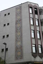 Tiled mosaic building exterior
