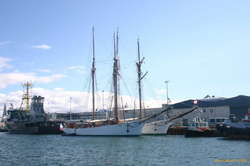 The french sailing boats are tied up beside the Seeadler