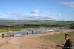 Mike and some beautiful summer weather at Geysir