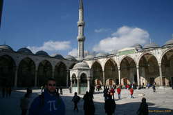 Jared in the courtyard of the Blue Mosque