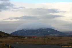 Cloud swathed mountain near Þingvellir
