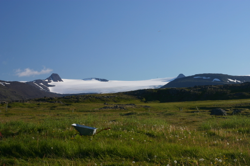 Drangjökull under a blue sky