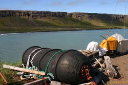 Big weird floaty thing by the dock in Reykjafjörður