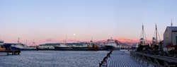 Moonrise over the harbour from the slips