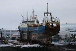 Estonian trawler getting work done in Reykjavik
