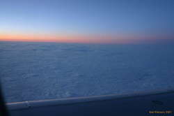 Dawn over clouds over the Atlantic