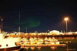 Aurora over the small boat harbour