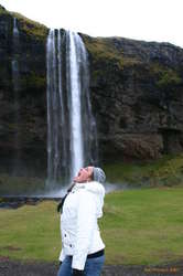 Angela drinking the waterfall