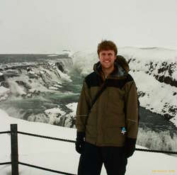 Karl at Gullfoss in the snow
