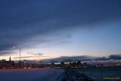 Sunset and fronts over Reykjavik