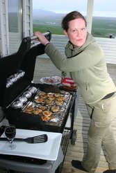 Eva has her own grilling to do
