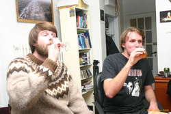 Sturlli and Karl tasting beers