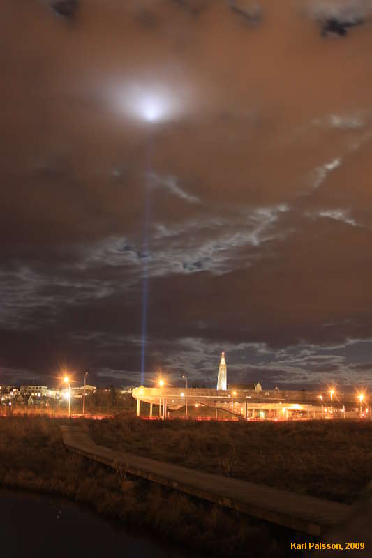 Yoko's light over Reykjavik