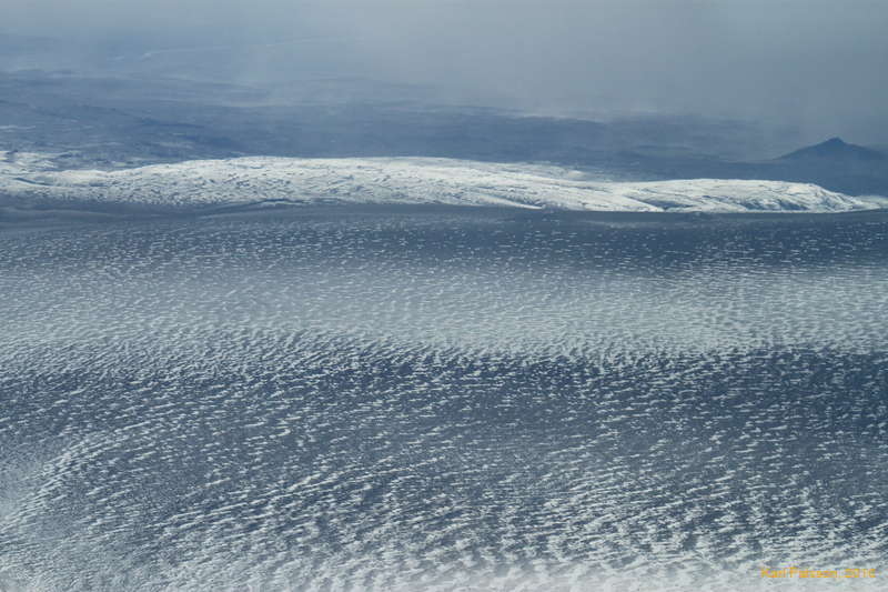 Ash patterns on the glacier