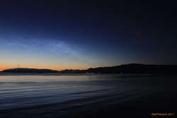 Noctilucent clouds over Akrafjall and the bay