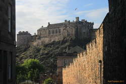 Looking along the Telfer Wall towards Edinburgh Castle