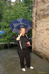 Jón Torfi has an umbrella