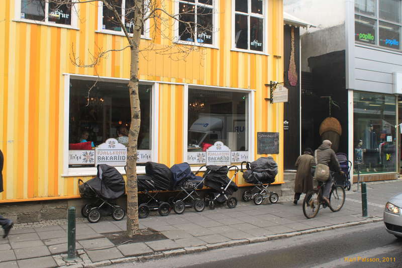 Baby storage outside the cafe