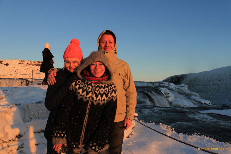 Ewa, Ewelina and Tryggvi at Gullfoss