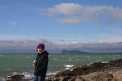 Rakel in the wind at Kolkuós
