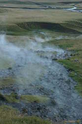 Just some steaming rocks by the track
